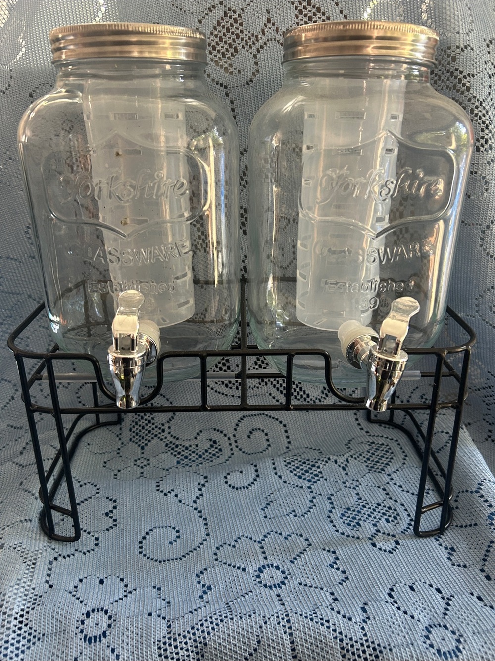 Glass Beverage Dispenser Duo with Stand - Clear